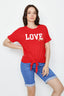 Red Love Slogan Tie Front Tee - Select Fashion