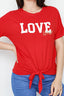 Red Love Slogan Tie Front Tee - Select Fashion