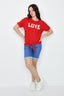 Red Love Slogan Tie Front Tee - Select Fashion