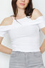 Optic White Rib Bardot Top - Select Fashion