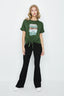 Deep Green Paris Tonal Tie Front Tee - Select Fashion