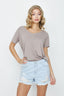 Pebble V Neck Low Back Tee - Select Fashion