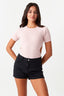 Pink Raglan Cut Out Rib Bodysuit - Select Fashion