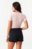 Pink Raglan Cut Out Rib Bodysuit - Select Fashion