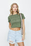 Khaki Ditsy Fitted Crop Tee - Select Fashion