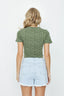 Khaki Ditsy Fitted Crop Tee - Select Fashion