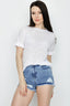 Optic White Burnout Frill Sleeve Tee - Select Fashion