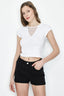 Optic White Dobby Mesh Insert Top - Select Fashion
