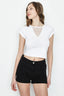 Optic White Dobby Mesh Insert Top - Select Fashion
