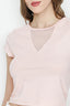 Salmon Pink Dobby Mesh Insert Top - Select Fashion