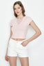 Salmon Pink Dobby Mesh Insert Top - Select Fashion