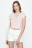 Salmon Pink Dobby Mesh Insert Top - Select Fashion