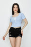 Baby Blue Sweetheart Threaded Crop Top - Select Fashion