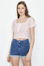 Powder Pink Sweetheart Threaded Crop Top - Select Fashion