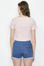 Powder Pink Sweetheart Threaded Crop Top - Select Fashion