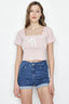 Powder Pink Sweetheart Threaded Crop Top - Select Fashion