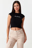 Black LA Embroidery Crop Top - Select Fashion