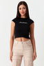 Black LA Embroidery Crop Top - Select Fashion