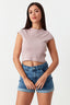 Cloudy Grey LA Embroidery Crop Top - Select Fashion
