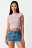 Cloudy Grey LA Embroidery Crop Top - Select Fashion