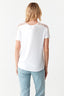 White Dobby Mesh Insert V Neck Tee - Select Fashion