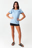 Baby Blue Broiderie Frıll Sleeve Tee - Select Fashion