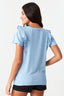 Baby Blue Broiderie Frıll Sleeve Tee - Select Fashion