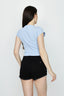 Baby Blue Ruched Front Capped Sleeve Tee - Select Fashion