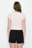 Pale Pink Ruched Front Capped Sleeve Tee - Select Fashion