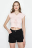 Pale Pink Ruched Front Capped Sleeve Tee - Select Fashion