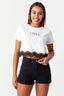 Optic White Lace Hem Printed Top - Select Fashion