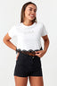 Optic White Lace Hem Printed Top - Select Fashion