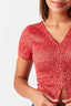 Dark Coral Ladder Stitch V Neck Crop Top - Select Fashion