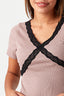Mocha Criss Cross Lace Crop Tee - Select Fashion