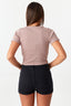 Mocha Criss Cross Lace Crop Tee - Select Fashion