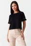 Black Airtex Trim Tee - Select Fashion