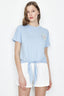 BABY BLUE TIE FRONT FLORAL CHEST PRINT TEE - Select Fashion