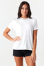 White Diamante Trim Roll Sleeve Tee - Select Fashion