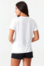 White Diamante Trim Roll Sleeve Tee - Select Fashion