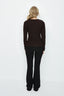 Bitter Chocolate Textured Rib V Neck Top - Select Fashion