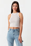 Multi Stripe Ribbed Racer Crop Vest - Select Fashion