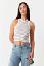 Multi Stripe Ribbed Racer Crop Vest - Select Fashion