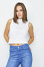 Optic White Scattered Diamante Rib Vest - Select Fashion