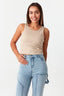 Sand Corset Seam Racer Top - Select Fashion