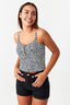 Mono Ditsy Printed Popper Vest - Select Fashion