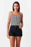 Mono Ditsy Printed Popper Vest - Select Fashion