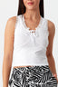 Optic White Lace Edge Tie Front Vest - Select Fashion