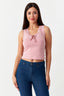 Pink Lace Edge Tie Front Vest - Select Fashion