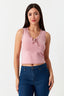 Pink Lace Edge Tie Front Vest - Select Fashion