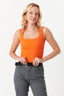 Orange Square Neck Ribbed Bodysuit - Select Fashion